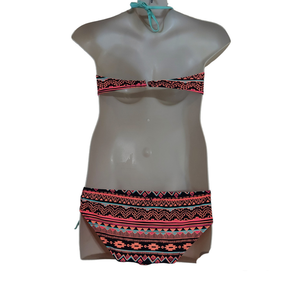OP Women's Junior Size Aztec Print Halter Style Monokini Swimsuit - Picture 3 of 9